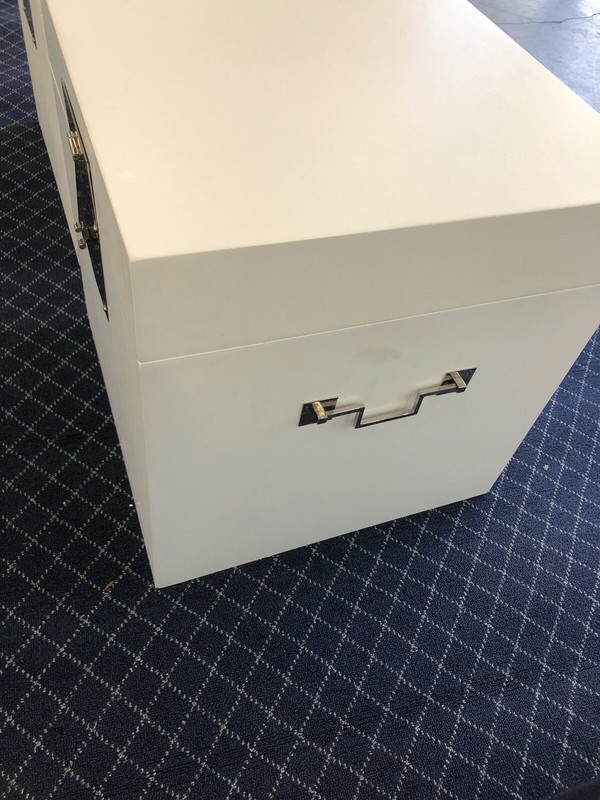 Pair ETHAN ALLEN White Canton Floor Boxes / Cubes / Side Tables gallery