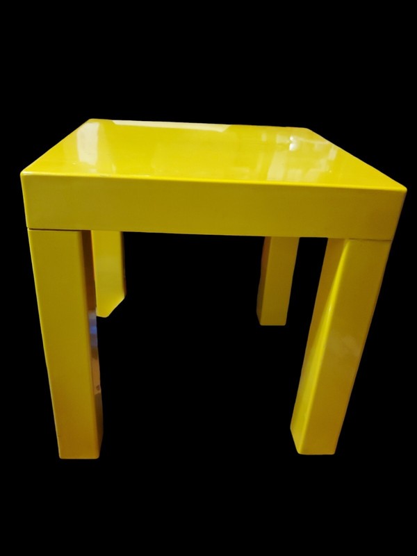 Vintage Parson Table MCM 16X16X16 Bright Yellow