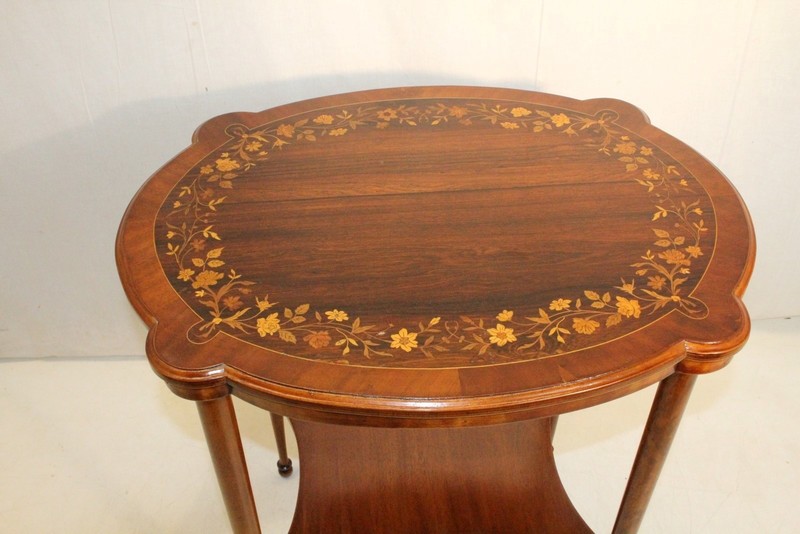 Gorgeous Inlaid Marquetry Maple & Rosewood Center Table, 19th C.
