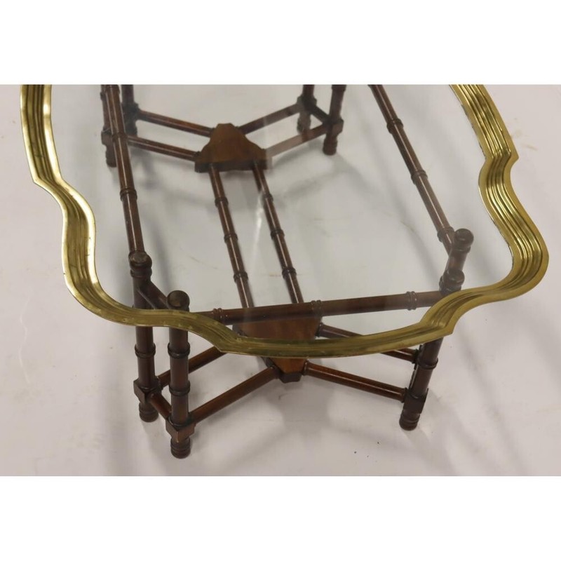 20th Century Hollywood Regency Style Faux-Bamboo Glass Tray-Top Coffee Table gallery