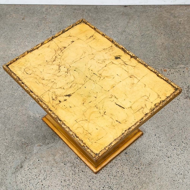 Mid Century Modern Side Table End Rectangular Hollywood Regency Gold 1970s 70s gallery