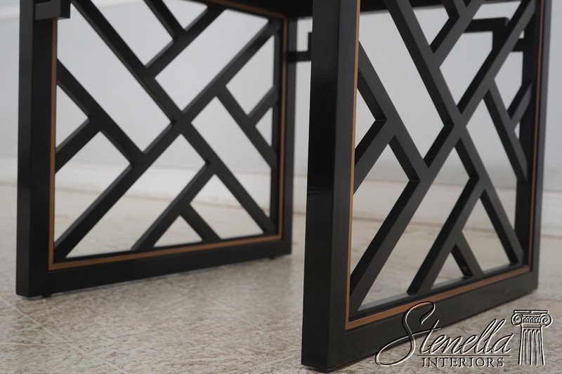 70339: KINDEL Varney & Sons Black Lacquered Trellis Lamp Table gallery