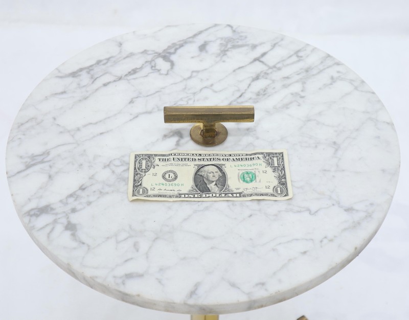 Round Marble Top Tripod Brass Base Legs Occasional Butler Side Table gallery