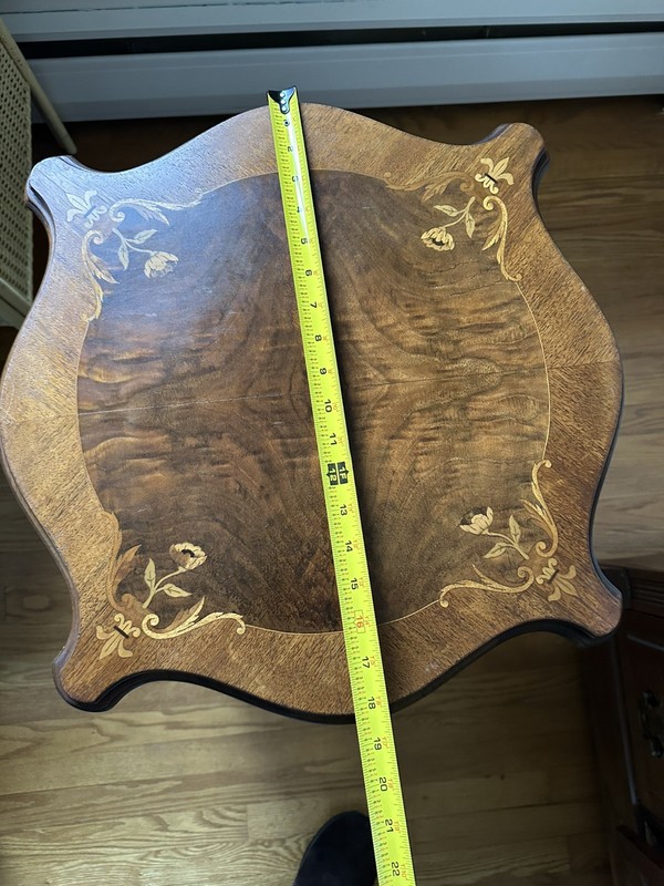 French Rococo Revival Louis XV Style Side Table Mid 20th Century Floral Inlay gallery