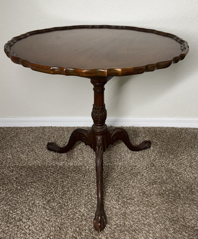 Baker Mahogany Chippendale Style Tilt-Top Table w/ Birdcage and Ball & Claw Feet gallery