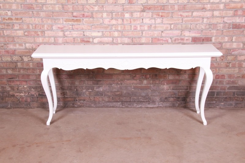 Italian Provincial White Lacquered Console or Sofa Table, Newly Refinished gallery