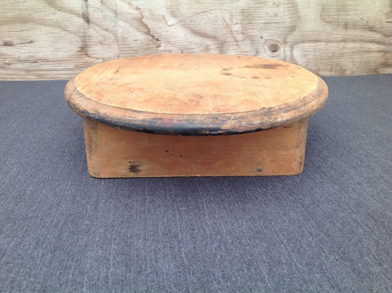 Vintage Small Wooden Oval Tabletop with Drawer gallery