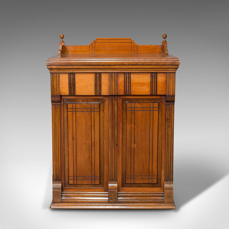 Antique Sewing Machine Cabinet, English, Walnut, Machinist Console, Circa 1920 gallery