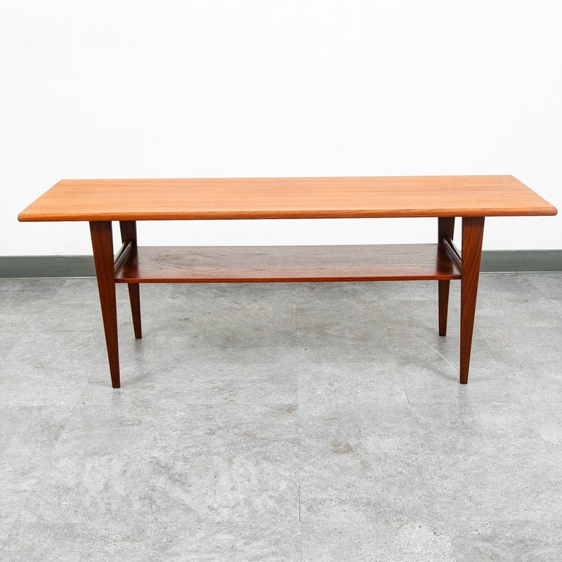 Mid Century Danish Modern Coffee Table Solid Teak Denmark Surfboard Rectangular gallery