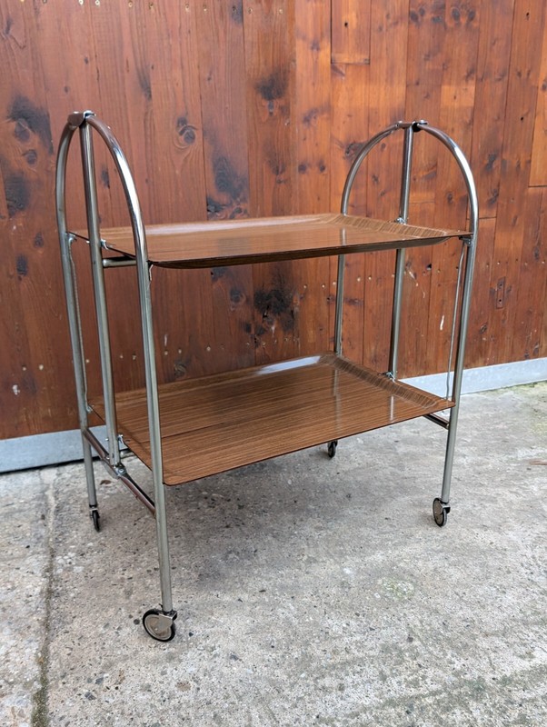 Dinet Set Serving Cart Tea Cart Table Side Table Walnut Bar Chrome 70S WOW 1/5 gallery