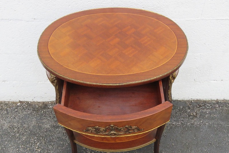 French Inlay Oval Two Tiers Side End Accent Table 5250 gallery