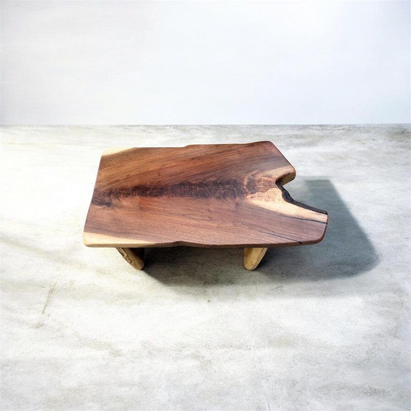 100% HANDMADE MICHIGAN Walnut Modern Coffee Table Kidney Boomerang Solid Wood gallery