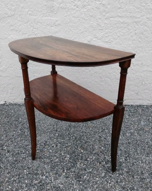 Vintage Mahogany Demilune Two Tiered Side Table gallery