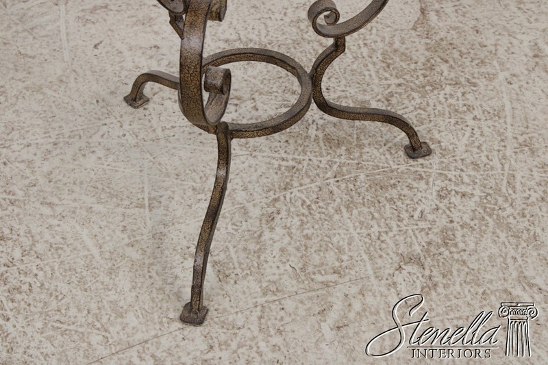 LF72087: Leather Top Wrought Iron Base Mahogany Side Table gallery