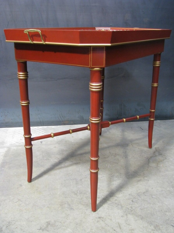 Kindel Furniture "Varney & Sons" Regency Style Tray Top Tea Table; Bamboo Legs gallery