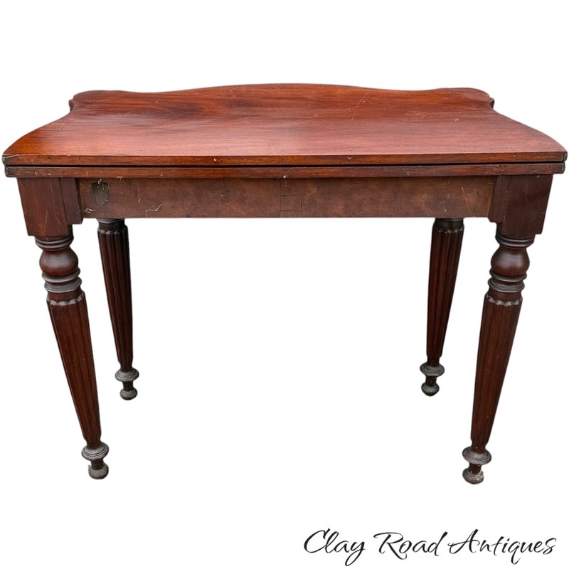 Antique mahogany Boston console card game table original finish federal 1820 gallery