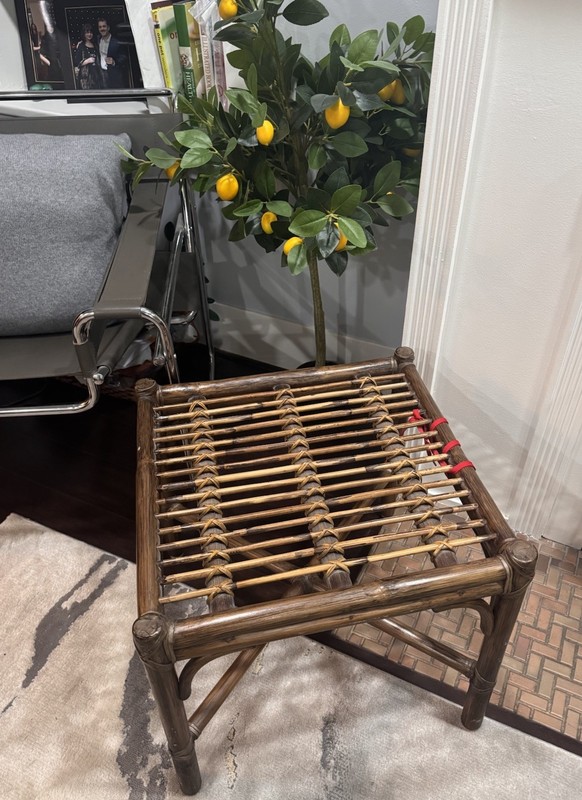 Vintage McGuire Rattan Side Table/ottoman￼ Mid Century Modern MCM Boho gallery