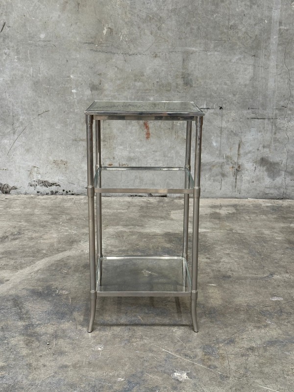 Waterworks Easton Etagere Side Table, Edwardian Nickel & Glass, Two-Tier gallery