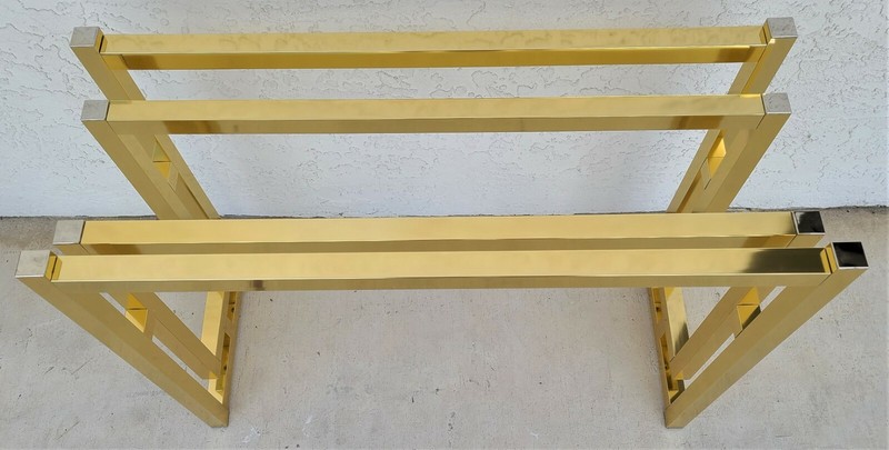 Mid Century Modern Metal and Glass Console Table 52" gallery