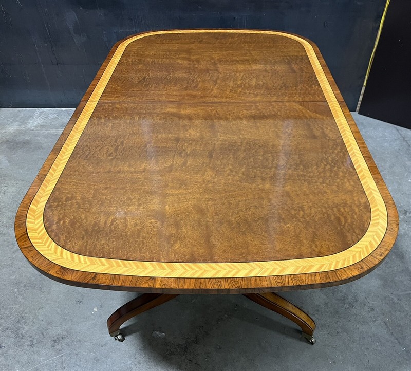 Dramatic John Widdicomb Dual Pedestal Mahogany 125" Dining Table; Exotic Veneers gallery