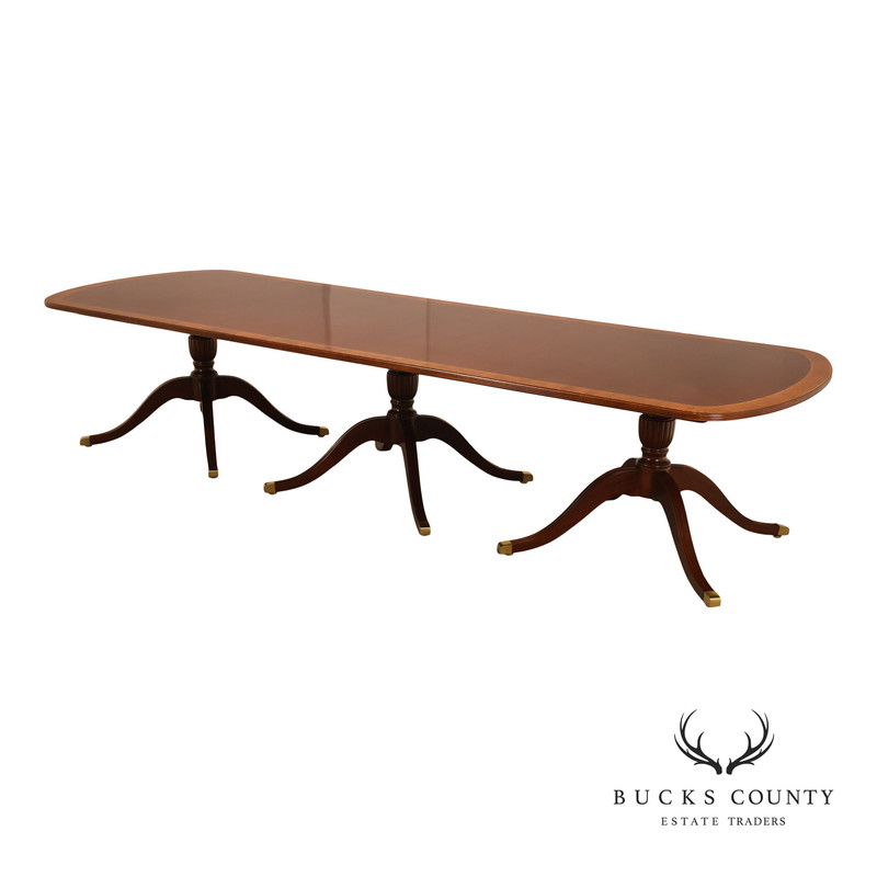 Councill Regency Style Triple Pedestal Mahogany 12′ Dining Table