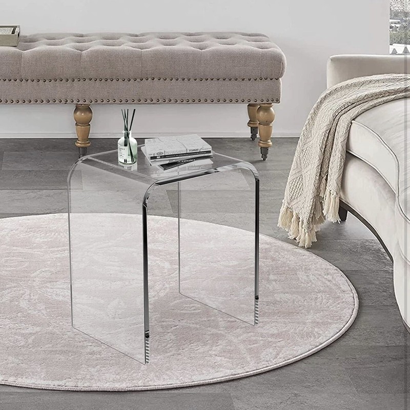 WAHFAY Acrylic End Table, 16" L × 12" W × 18" H Transparent Small Side Table gallery