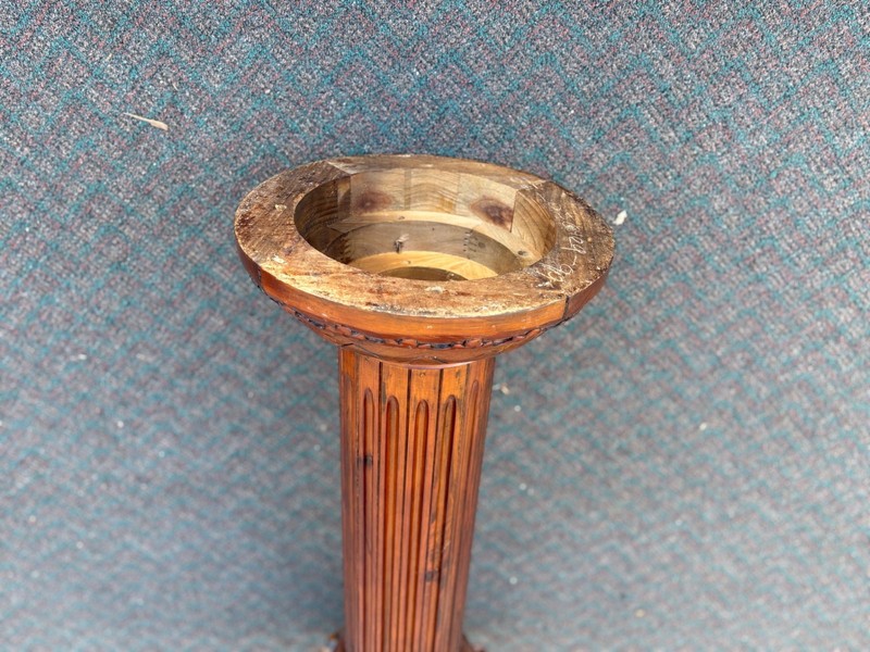 67416 Marble Top Decorative Pedestal with Carved Mahogany Column gallery