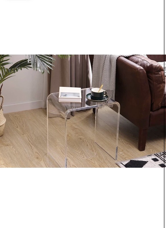 WAHFAY Acrylic End Table, 16" L × 12" W × 18" H Transparent Small Side Table gallery