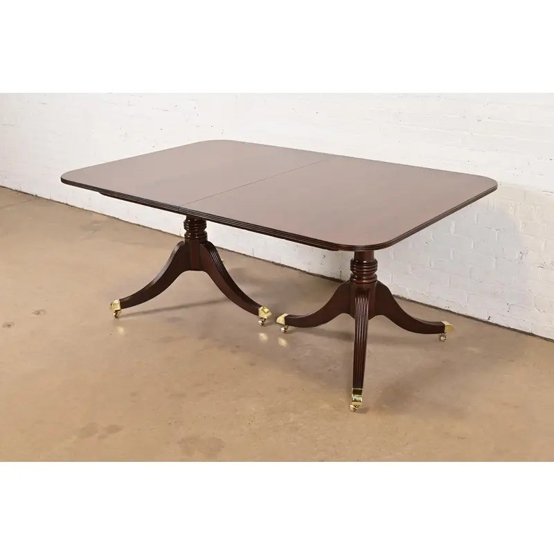 Baker Furniture Georgian Cherry Wood Extension Dining Table, Newly Refinished gallery