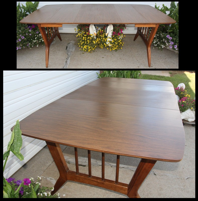 Danish MCM Mid-Century Modern Garrison Expanding DropLeaf Table +2 LS Acme Slide gallery