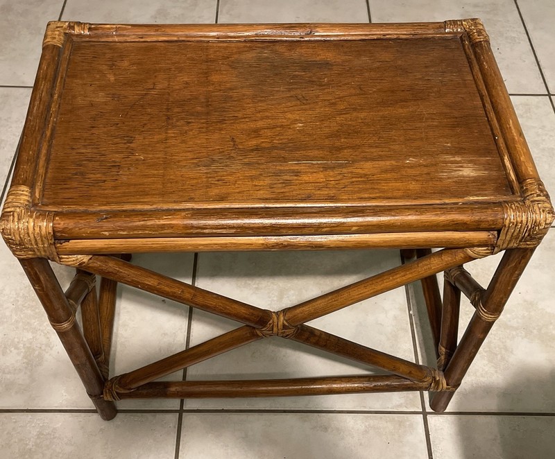 1950s Set of 3 Rattan Nesting Side Tables gallery