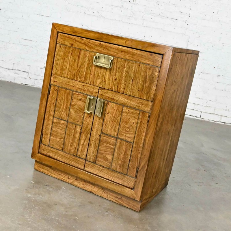 Vintage Drexel Weatherwood Collection Campaign Style End Table Cabinet or Chest gallery