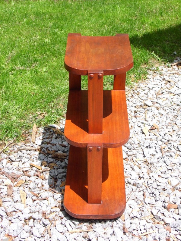 Vintage Art Deco Style Solid Wood Three Tiered Step End Table Stand gallery