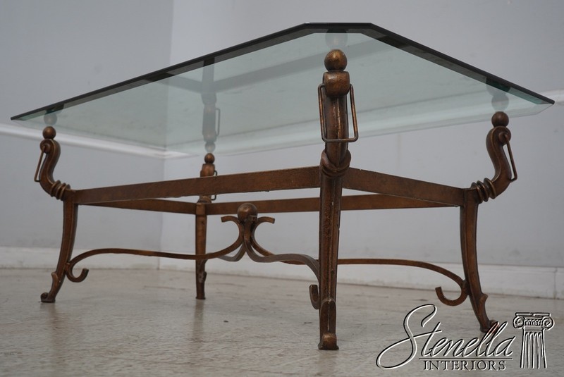 70158: Regency Style Wrought Iron Glass Top Coffee Table gallery