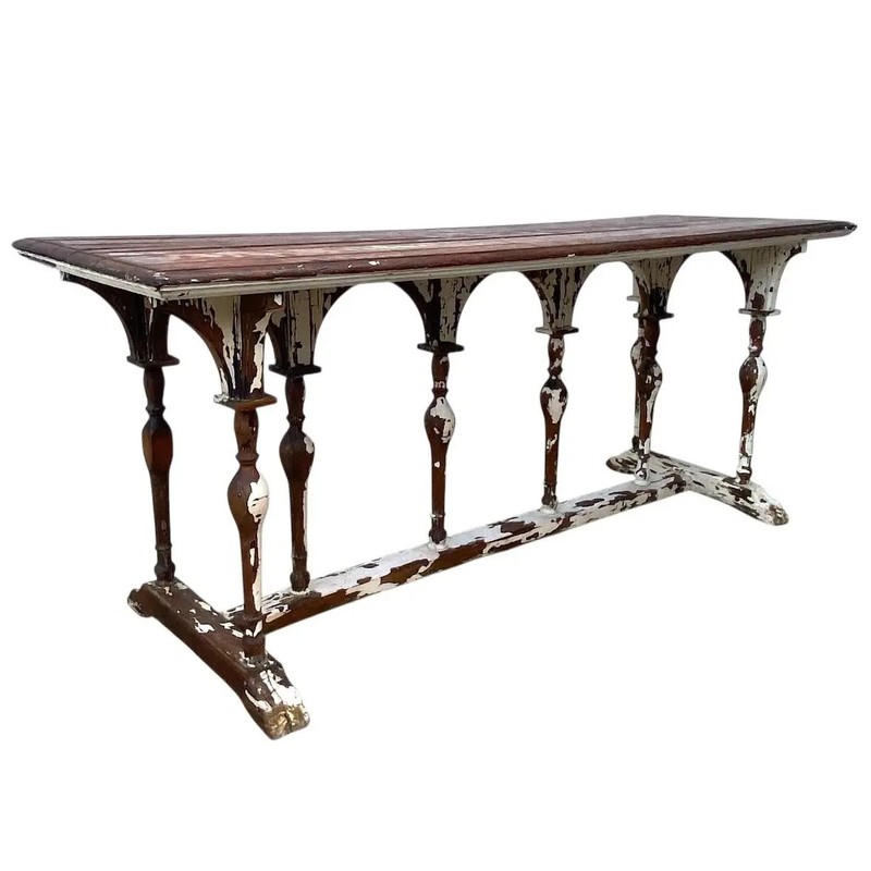Antique 19th Century Gothic Revival Style Wood Console Table gallery