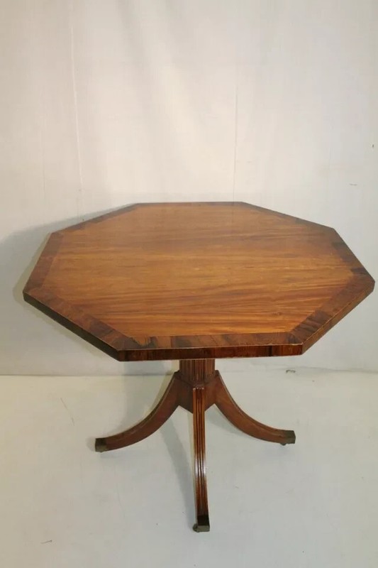 Charming Hand Made Regency Satinwood Center Table With Rosewood Banding