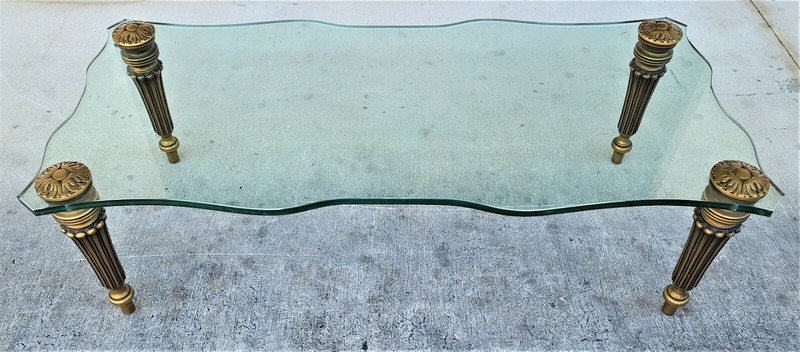 FRANCISCO HURTADO Style Sculptural Hollywood Regency Glass Coffee Cocktail Table gallery