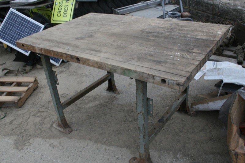 Vintage Wood Butcher Block Work Table 54"x37"x33.5", 2" Thick gallery