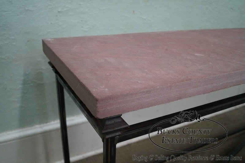 Quality Iron Base Console Table w/ Slate Top gallery
