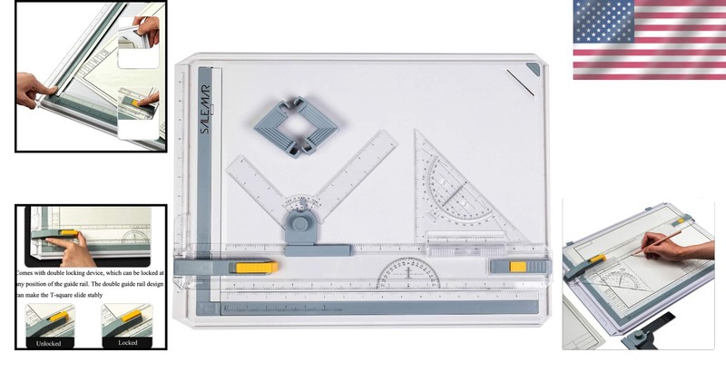Complete Inch Scale Drafting Table with Protractor and Anti-Slip Support gallery