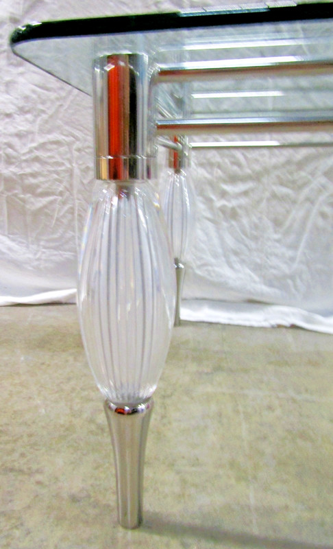 Mid-Century Modern Chrome with Limerick Crystal Legs Glass Top Coffee Table gallery