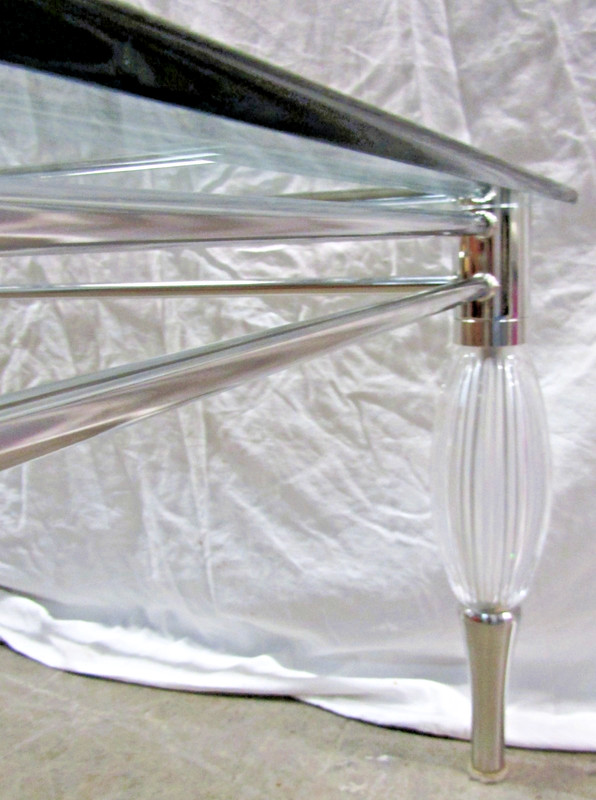 Mid-Century Modern Chrome with Limerick Crystal Legs Glass Top Coffee Table gallery