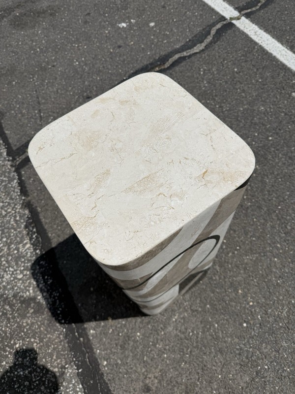 Vintage 1980’s Marquis of Beverly Hills Tessellated Stone Post Modern Pedestal gallery