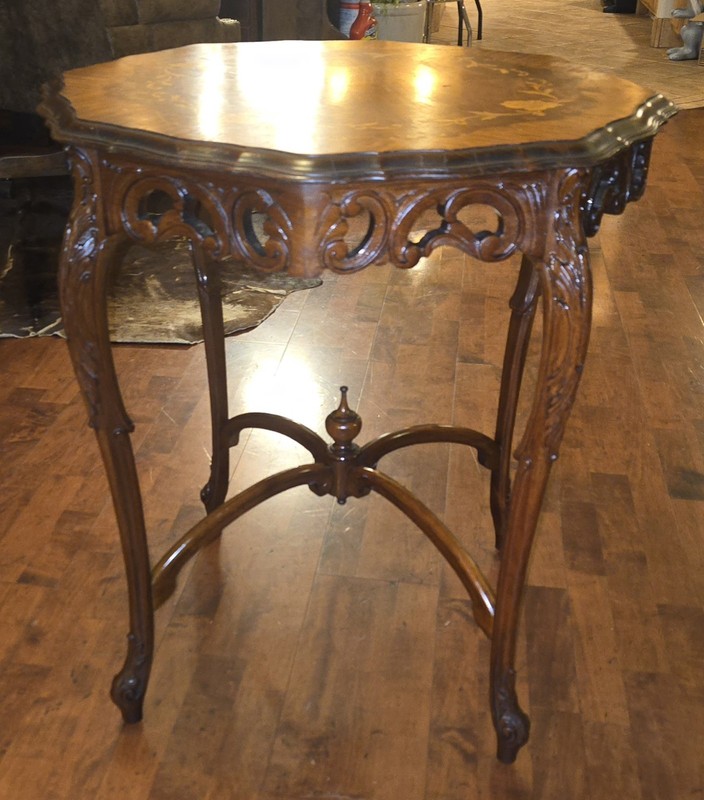 Antique French Mahogany table Louis XV Gueridon Marquetry 1900 Shop close !!! gallery
