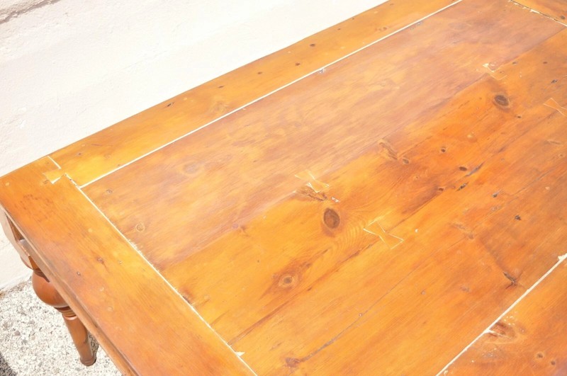 Antique French Country Farmhouse Extension Pine Wood Large Banquet Dining Table gallery