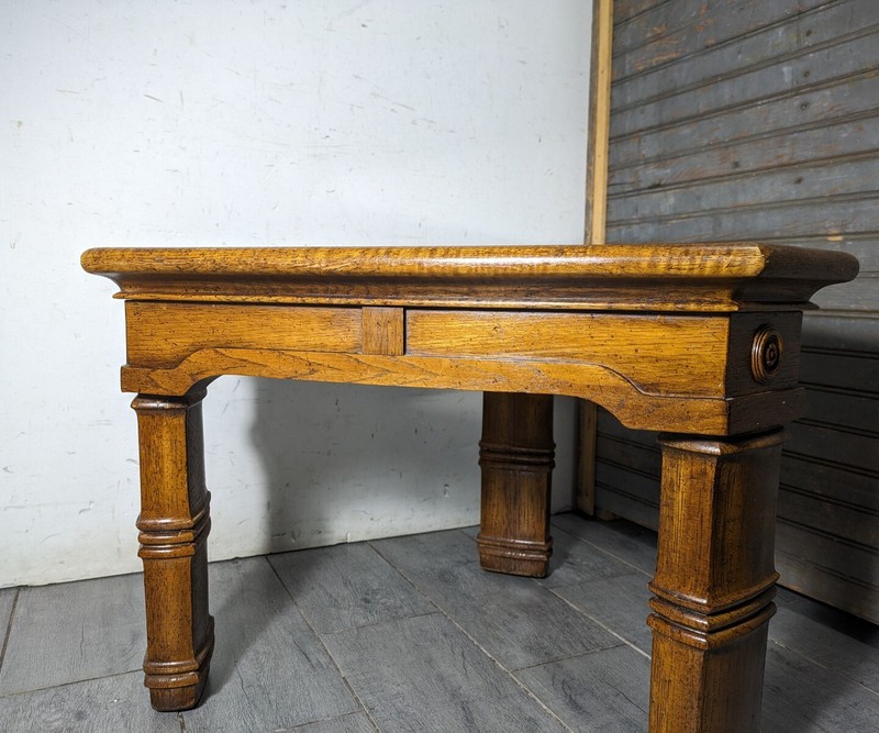 Vintage Rustic Carved Oak Wood Triangular Side Table Spanish Colonial Style gallery