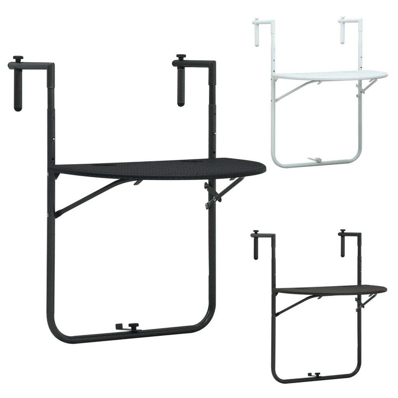 Hanging Balcony Table Folding Outdoor Patio Table Rattan Look Plastic vidaXL