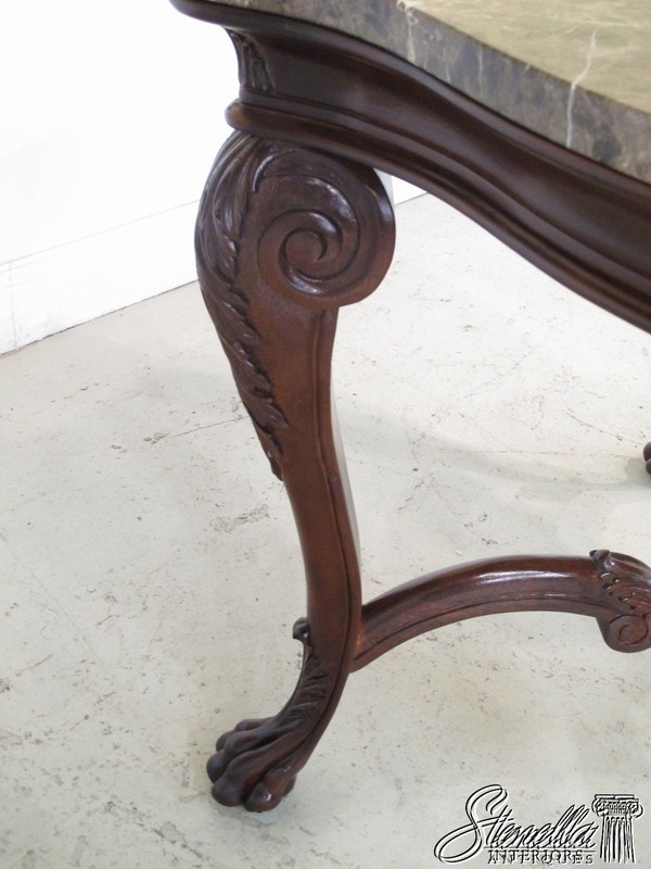 L22228E: Marble Top Rococo Style Mahogany Table with Carved Paw Feet gallery