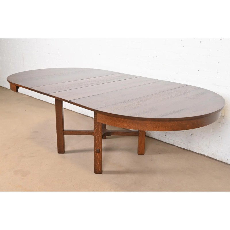 Stickley Antique Mission Oak Arts & Crafts Dining Table, Newly Refinished gallery