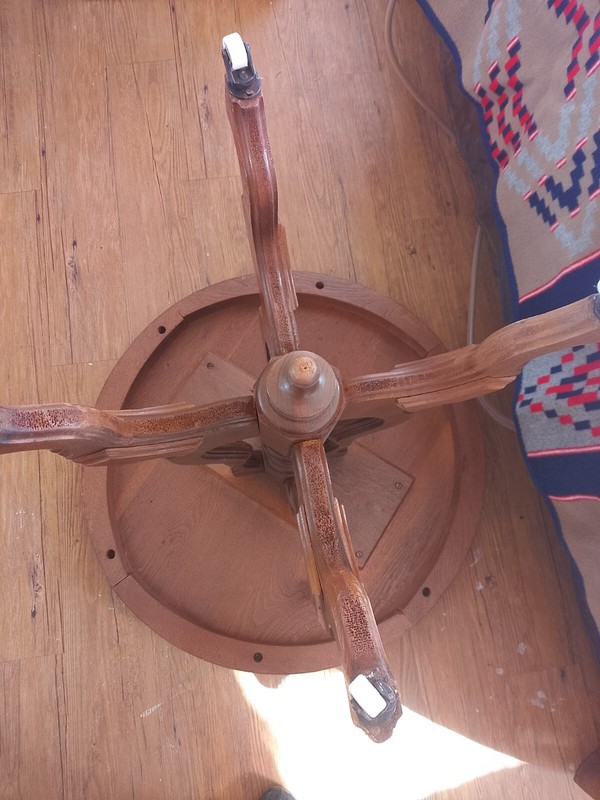 Antique Victorian Walnut Wood Oval Carved Parlor Table Finial Porcelain Casters gallery